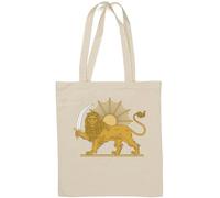 Emblem Of Iran Lion And Sun Natural Cotton Tote Bag White