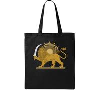 Emblem Of Iran Lion And Sun Natural Ecological Cotton Tote Bag Black