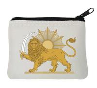 Emblem of Iran Lion and Sun Neoprene Coin Purse Pouch 10x11cm White