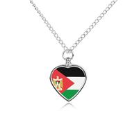 Emblem of Palestine Palestinian Flag Ashes Necklace Dog Pet Urn Necklace Heart Cremation Jewelry with Fill Kit