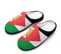 Emblem of Palestine Palestinian Flag Slippers Women Winter Warm Cotton Hotel Slippers Anti-Slip Indoor Slip-Ons House Shoes 11-12（42-43）