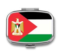 Emblem of Palestine Palestinian Flag Travel Pill Organizer with Mirror