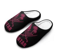 Emblem of Qatar Men's Warm Slippers Non-Slip Sole Winter Rubber Cotton Shoes for Bedroom