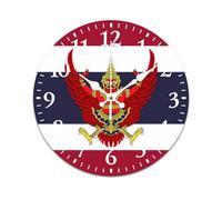 Emblem of Thailand Thai Flag Stylish Wall Clock Round Modern Home Clock for Office Home Kitchen Bathroom Living Room