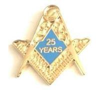 Emblems-Gifts 25 Years a Mason Masonic Crest Freemason Enamel Lapel Pin Badge