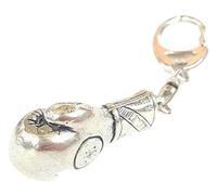 Emblems-gifts Boxing Glove Handcrafted from Solid Pewter In the UK Key Ring + 59mm Button Badge + Gift Bag