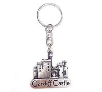 Emblems-gifts Cardiff Castle Handcrafted From English Pewter Key Ring + 59mm Button Badge + Gift Bag