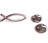 Emblems-gifts Christian Fish Symbol Handcrafted in Solid Pewter In UK Lapel Pin Badge