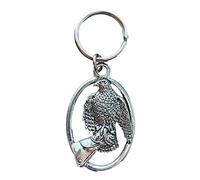 Emblems-gifts Falcon on glove Falconry Handcrafted from Solid English Pewter In the UK KeyRing + 59mm Button Badge + Gift Bag