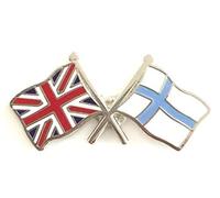 emblems gifts Great Britain & Finland Flags Friendship Courtesy Enamel Lapel Pin Badge