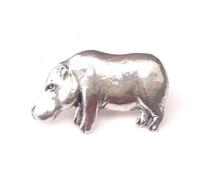 Emblems-Gifts Hippo Finely Handcrafted in Solid Pewter In UK Lapel Pin Badge A41+ 59mm Badge + Gift Bag