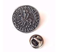 Emblems-Gifts Masonic Knights Templar Seal Handcrafted From English Pewter Lapel Pin Badge + 59mm Badge + Gift Bag