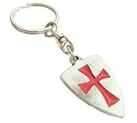 Emblems-Gifts Masonic Knights Templar Shield Handcrafted English Pewter Key Ring + 59mm button badge + gift bag