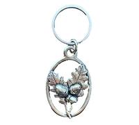 Emblems-gifts Oak Leaves and Acorn Handcrafted from Solid English Pewter In the UK Key Ring + 59mm Button Badge + Gift Bag