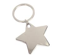 Emblems-Gifts Personalised Chrome Star Keyring in Great Vibes Font Engraved Free