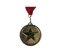 Emblems-Gifts Personalised Large Shiny Star Gold Coloured, Bronze Medal & Ribbon ENGRAVED FREE (G)