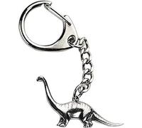 Emblems-gifts Prehistoric Diplodocus Handcrafted from Solid Pewter In the UK Key Ring (WA) + 59mm Button Badge