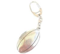 Emblems-Gifts Rugby Ball Handcrafted from Solid Pewter In the UK Key Ring + 59mm Button Badge + Gift Bag