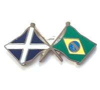 Emblems-Gifts Scotland & Brazil Flags Friendship Courtesy Enamel Lapel Pin Badge