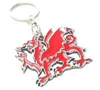 Emblems-gifts Welsh Dragon Red Handcrafted From English Pewter Key Ring + 59mm button badge + gift bag