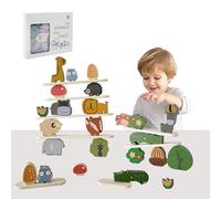 Embosomitr Wooden Animals Stacking Toys for Kids, Toddler Montessori Wooden Building Blocks Toys for Boys Girls, Blocks Sorting & Balance Toys, Educational Birthday Gif