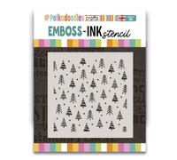 Emboss-Ink Stencil - Cute Christmas Trees Stencil 6 x 6
