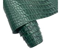 Embossed Alligator Synthetic PU Fabric, 12 x 54 inch Crocodile Vinyl Faux Leather Sheets for DIY Crafts Hair Bows Bags Handicrafts-Dark Green
