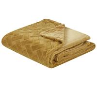 Bedspread SITAPUR Faux Fur 150 x 200 cm Mustard