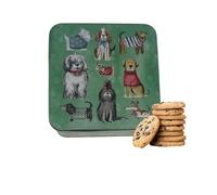 Embossed Biscuit Tin Gift Set | Stem Ginger & Lemon and Clotted Cream Chocolate Chip Shortbread Biscuit Gift | Valentines Day, Birthday Gift, Thank You Gifts | Mothers Day (Dogs in Jumper)