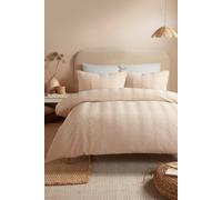 'Embossed Curve' Embossed Textured Duvet Cover Set Serene Natural Super King