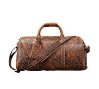 Embossed Design Leather Men's Bag Vintage Large Capacity Women Luggage Duffel Bags Male Weekend Handbag