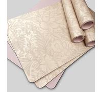 Embossed Floral Vinyl Table Placemats set of 6, Lotus Pink Faux Leather Table Mats Set of 6, Dining Table Place Mats for Table Waterproof-Heat Resistant-Non-Slip Washable,Large Dinner Mats for Outdoor