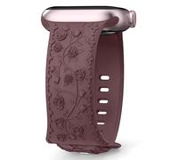 Embossed Flower Band Compatible with Apple Watch Straps 40mm 44mm 41mm 38mm 45mm 42mm 49mm Women, Cute Rose Engraved Strap Soft Silicone Strap for iWatch Series 9 8 7 6 SE 5 4 3 2 1 Ultra
