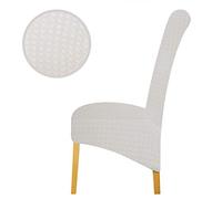 Embossed Jacquard XL Chair Covers for Dining Room Hotel Set of 4 Large Dining Chair Slipcovers Washable and Removable Ivory Dining Chair Seat Covers Modern Spandex Fabric Pack of 4