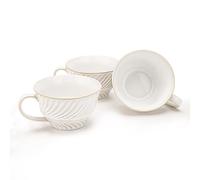Embossed Mimosa Ceramic Coffee Cups, 300 ml Coffee Cup with Handle, Espresso Cups Set of 3 for Hot and Cold Drinks, Coffee Tea Mugs Special Gifts for Friends Families, Dishwasher & Microwave Safe