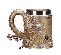 Embossed Mug - Dragon Design Cup, Vintage Drinkware, Exquisite Handcrafted Coffee Tea Tumbler | for Kitchen Bar Table Ornament Collectible Presents Men Women Home Cafe Decoration
