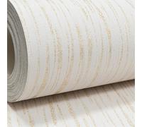 Embossed Plain Light Cream Gold Glitter Blown Vinyl Textured Thick Wallpaper