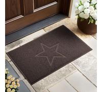 Nicoman Star Shape Embossed Entrance Door Mat Non Slip Dirt Trapper PVC Spaghetti Mat with Rubber Base, Jet Washable Quick Drying Doormat Indoor or Outdoor - (Large, Brown, 90 x 60cm)
