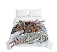 Embossed Quilted Bedspreads Single Double Super King Bed,Surwin 3D Horse Animal Print Bedspread Quilt Bed Throws Blanket Lightweight Coverlet Microfiber All Season Comforter (Bohemia horse,200x230cm)