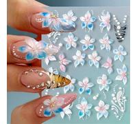 Embossed Relief Nail Stickers with Floral Design Elements for Natural Acrylic and Gel Nail Decoration (STZ-5D170)