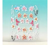 Embossed Relief Nail Stickers with Floral Design Elements for Natural Acrylic and Gel Nail Decoration (STZ-5D156)
