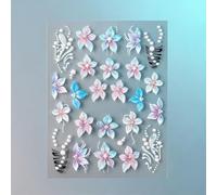 Embossed Relief Nail Stickers with Floral Design Elements for Natural Acrylic and Gel Nail Decoration (STZ-5D149)