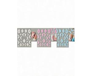 Embossed Relief Nail Stickers with Floral Design Elements for Natural Acrylic and Gel Nail Decoration (A)
