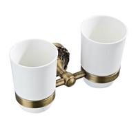 Embossed Round Chassis Antique Bronze Brushed mouthwash Cup Double Cup Holder, Antique Color