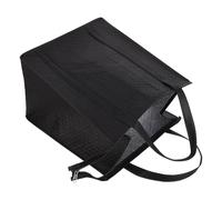 Embossed Spot Thermal Bag with Zippered Top for Outdoor Office Use | Non Woven Fabric and Aluminum Film Lining, Black Handheld Design, Reusable Collapsible Cooler for Meals