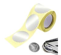 Embossed Stickers - Gold Foil Sealing Labels, Silver Certificate Seals | 100 Pieces Self-Adhesive Round Embossing Labels with Serrated Edge for Invitations Awards Certificates Baby Shower Wedding Card