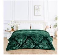 Embossed Style 2ply Heavy Blankets Luxurious Fluffy Ultra Soft Warm Cosy Sofa Sette Bed Raschel Weighted Thick Comfy Fleece Large Blanket King 200X240cm Size Silky Throw Overs (Dark Green, 4 KG)