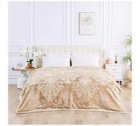 Embossed Style 2ply Heavy Blankets Luxurious Fluffy Ultra Soft Warm Cosy Sofa Sette Bed Raschel Weighted Thick Comfy Fleece Large Blanket King 200X240cm Size Silky Throw Overs (Natural, 4 KG)