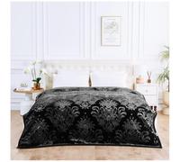 Embossed Style 2ply Heavy Blankets Luxurious Fluffy Ultra Soft Warm Cosy Sofa Sette Bed Raschel Weighted Thick Comfy Fleece Large Blanket King 200X240cm Size Silky Throw Overs (Black, 4 KG)