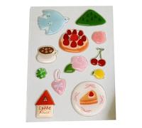 Embossed Sweet Dessert Cottage Sticker Featuring High Relief 3D Texture 7.2x9.3cm Size Perfect for Phone Case Tablet Sweet French Styles